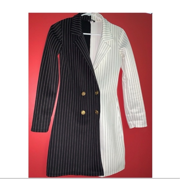 Black Stripe Blazer Dress - Picture 3 of 3